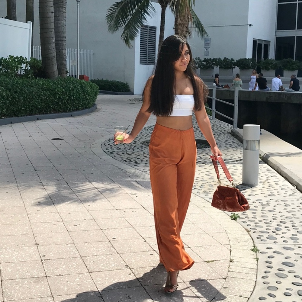 Zara copper wide leg pants